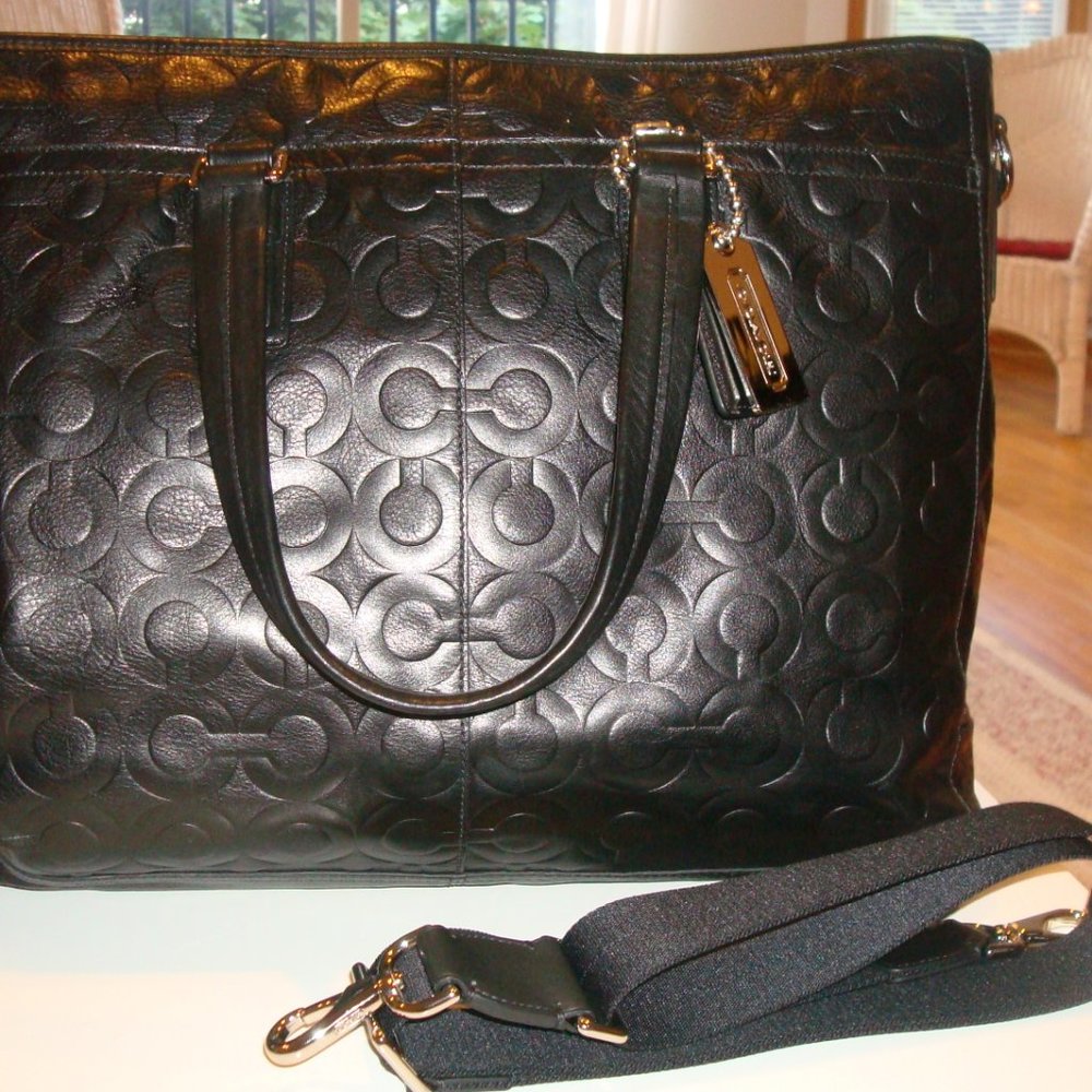 Men's Coach Signature C Large Leather Taxi Tote